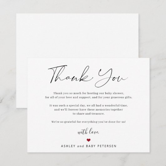 Script de typographie moderne baby shower merci (Devant / Derrière)