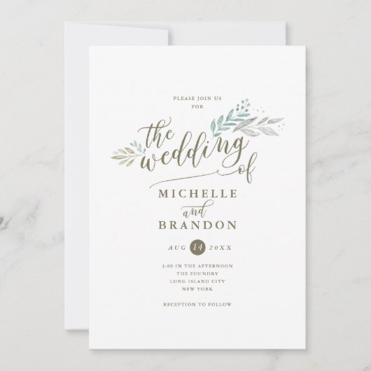 Script de verdure délicat | FAIRE-PART DE MARIAGE (Devant)