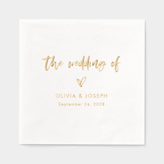 Script Décontracté et coeur chic | Or mariage (Recto)