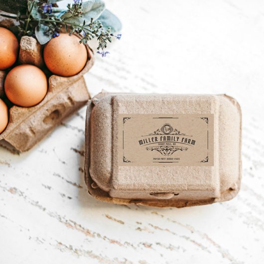 Script Decoratief Ornament Egg Carton Etiket