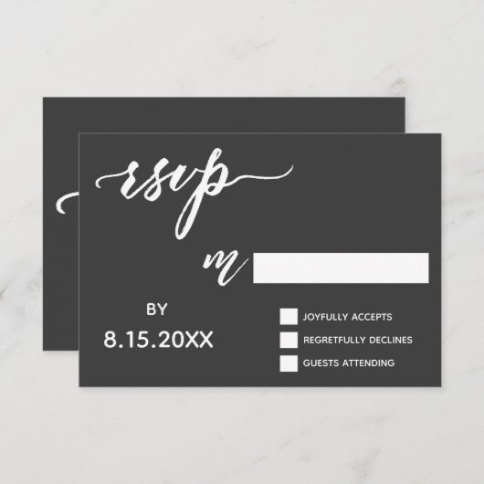 Script d'écriture manuscrite RSVP en gras blanc su (Devant / Derrière)