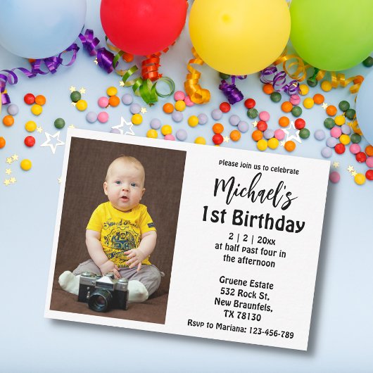script design garçon 1er anniversaire invitation p