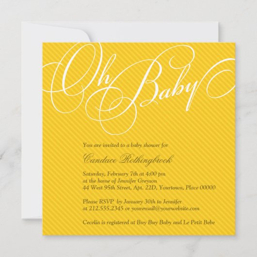 Script Diagonals dans une invitation au Baby showe (Devant)