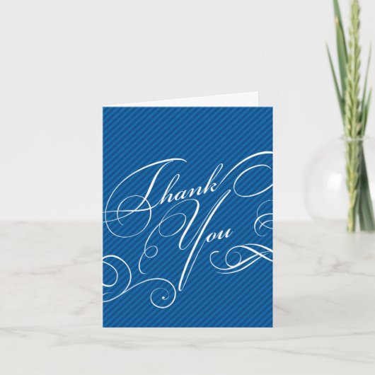 Script Diagonals en Carte de remerciements Cobalt (Devant)