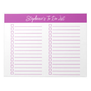 Script Donker Roze 8.5x11 Twee Kolommen Checklist Notitieblok
