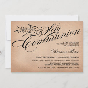Script Dove en Cross First Heilige Communie Kaart