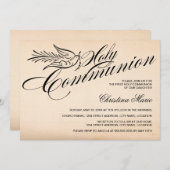 Script Dove en Cross First Heilige Communie Kaart (Voorkant / Achterkant)