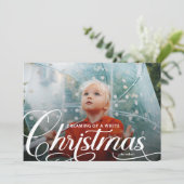 Script Dreaming van een witte kerstfoto Feestdagenkaart (Staand voorkant)