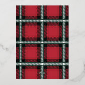 script drie kerst rode tartan foto folie feestdagenkaart (Achterkant)