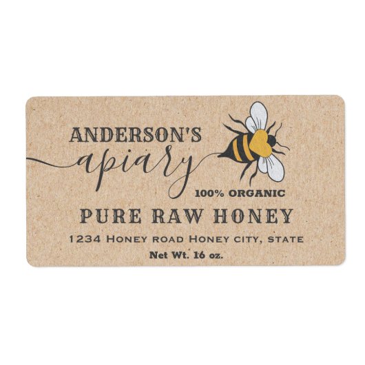Script du logo Kraft Bee apiary étiquette de pot d (Devant)