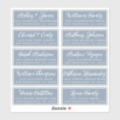 Script Dusty Blue Mariage Étiquettes de adresse in (Feuille)