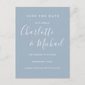 Script Dusty Blue Wedding Enregistrer la carte Dat (Devant)