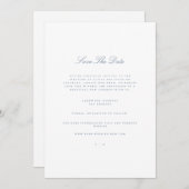 Script Dusty Blue & White Save the Date Kaart (Voorkant / Achterkant)
