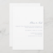 Script Dusty Blue & White Wedding Invitation Kaart (Voorkant / Achterkant)