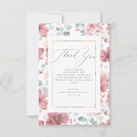 Script Dusty rose Baby shower Floral Merci (Devant)