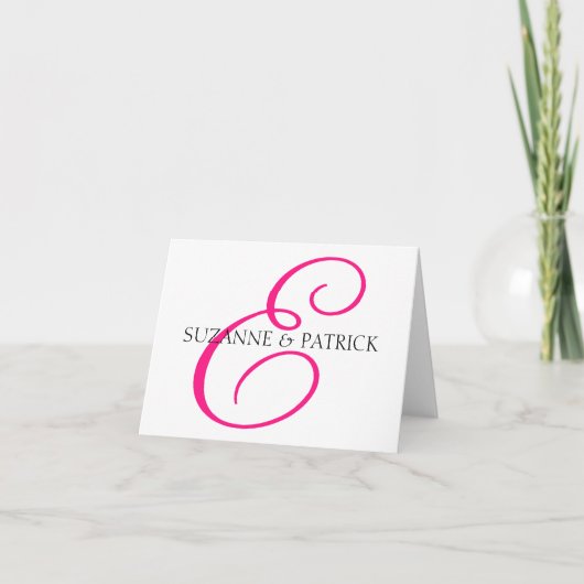Script E Carte pour notes Monogramme (Rose Chaud / (Devant)