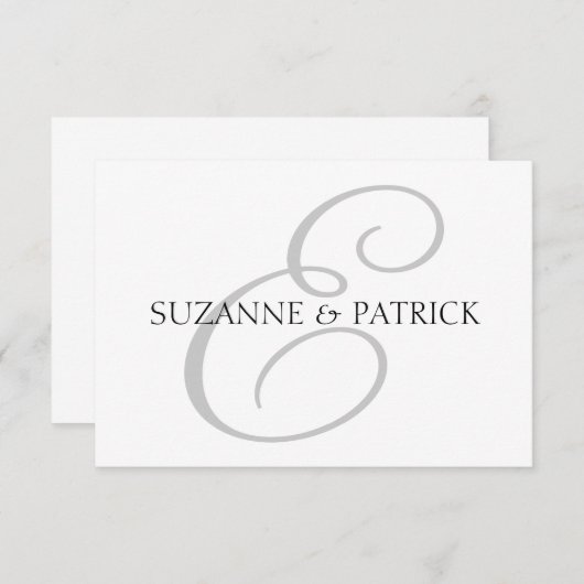 Script E Monogram Notecard (zilver/zwart) Notitiekaartje (Voorkant / Achterkant)