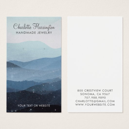 Script Earring Blue Mountains Jewelry Display Card (Devant & derrière)