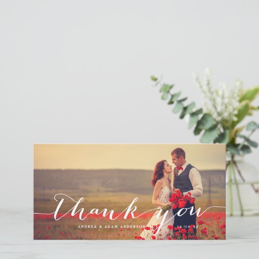 Script écriture manuscrite | Carte photo mariage M (Debout devant)