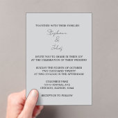 Script Eenvoudig Grijs Grijs Elegant Minimal Weddi Acryl Uitnodigingen (Insitu (Draagbaar))