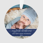 Script élégant Bleu Mon premier bébé de Noël (devant)