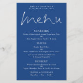 Script élégant Budget Menu Mariage bleu blanc (Devant)
