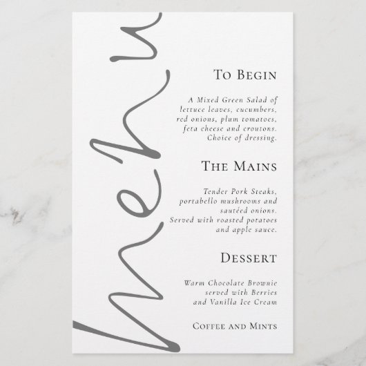 Script élégant Budget Menu Mariage simple (Devant)