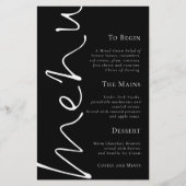 Script élégant budget Simple Mariage noir menu (Devant)