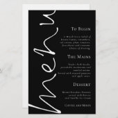 Script élégant budget Simple Mariage noir menu (Devant / Derrière)