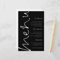 Script élégant budget Simple Mariage noir menu