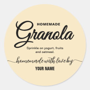 Script élégant crème étiquette de granola fait mai
