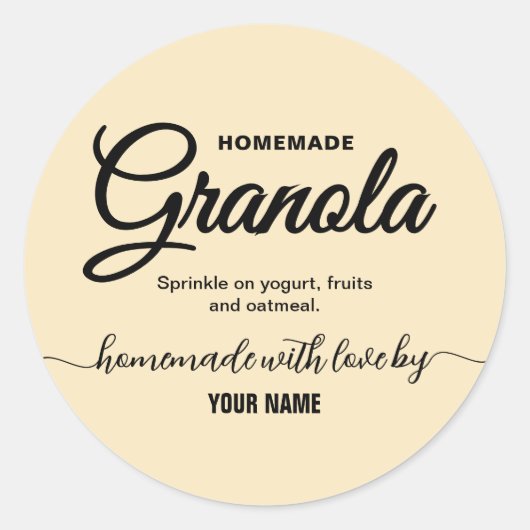 Script élégant crème étiquette de granola fait mai (Devant)