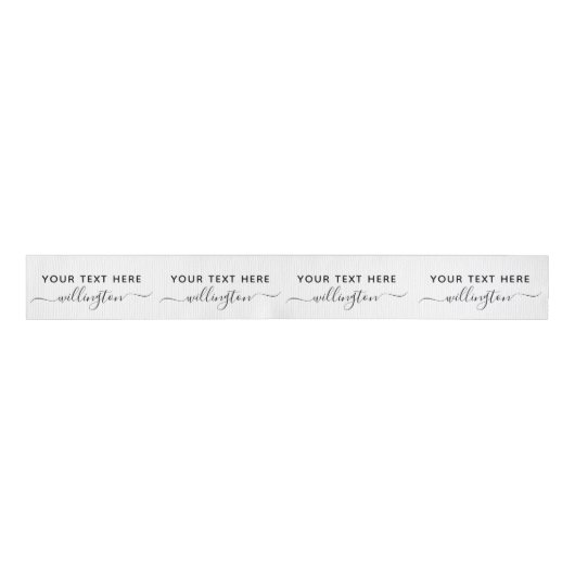 Script Elegant Dank u Zwart Wit Custom Grosgrain Lint (Voorkant)