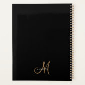 Script élégant de monogramme noir et or (Dos)