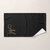 Script élégant de monogramme noir et or (Serviette à main)