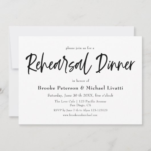 Script Elégant Dîner De Répétition Invitation (Devant)