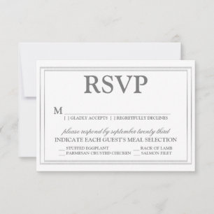 Script élégant et mariage frontière argent RSVP