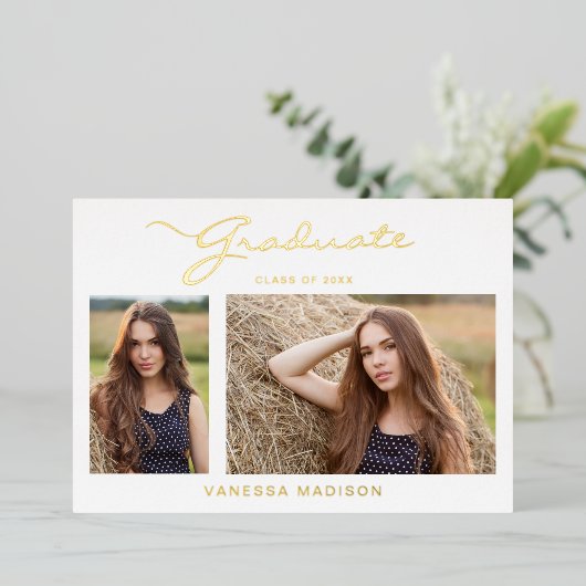 Script élégant et moderne | 2 Faire-part photo Gra (Debout devant)