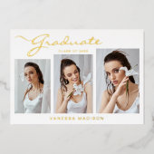 Script élégant et moderne | 3 Faire-part photo Gra (Recto)