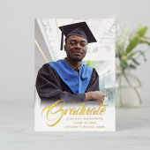 Script élégant | Faire-part photo moderne Grad (Debout devant)