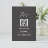 Script élégant Gris moderne Simple QR Wedding RSVP (Debout devant)