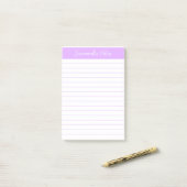 Script Elegant Light Lavender Lined Personalized Post-it® Notes (Op bureau)