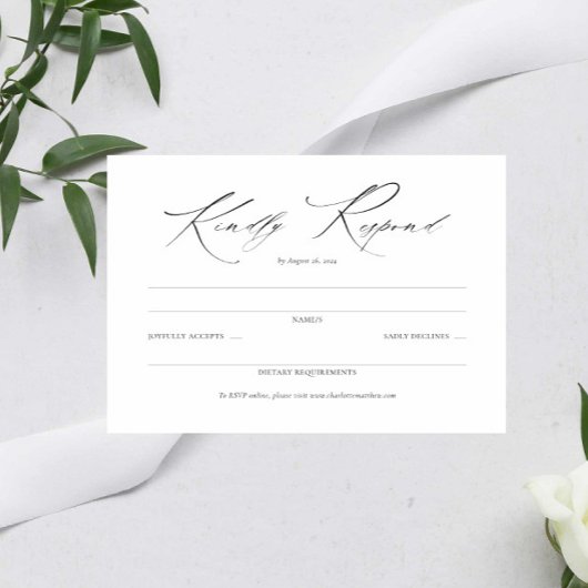 Script élégant Mariage noir et blanc Simple RSVP
