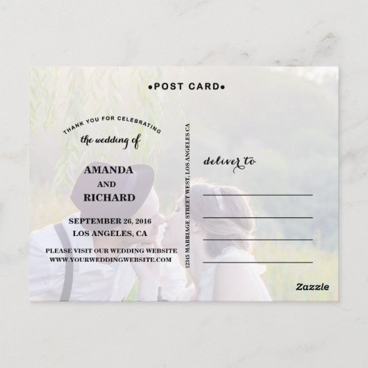 SCRIPT ÉLÉGANT MARIAGE POUR TOUJOURS CARTE POSTALE (Dos)