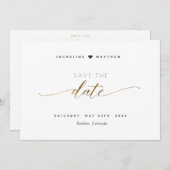 Script élégant Mariage simple Enregistrer la carte (Devant / Derrière)