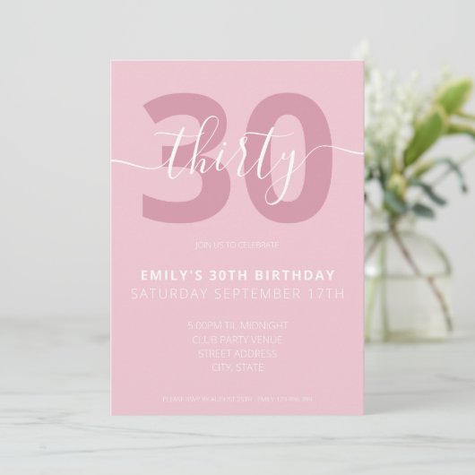 Script élégant moderne 30e anniversaire Invitation (Debout devant)
