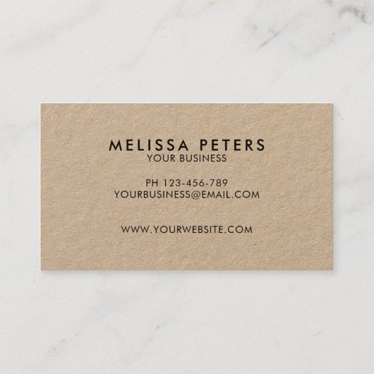Script élégant moderne Carte de visite Kraft rusti (Dos)