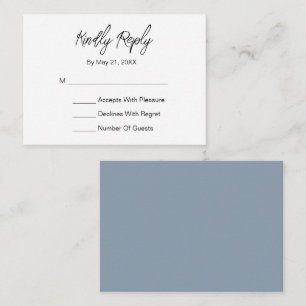 Script élégant moderne Dusty Blue blanc carte RSVP