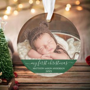 Script élégant Mon premier bébé vert de Noël