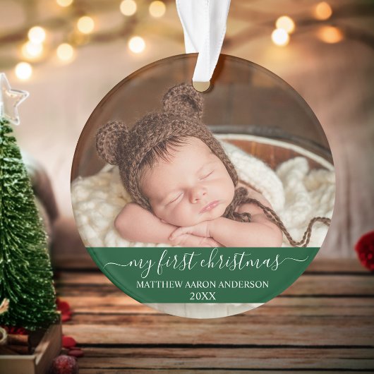 Script élégant Mon premier Noël Baby Green